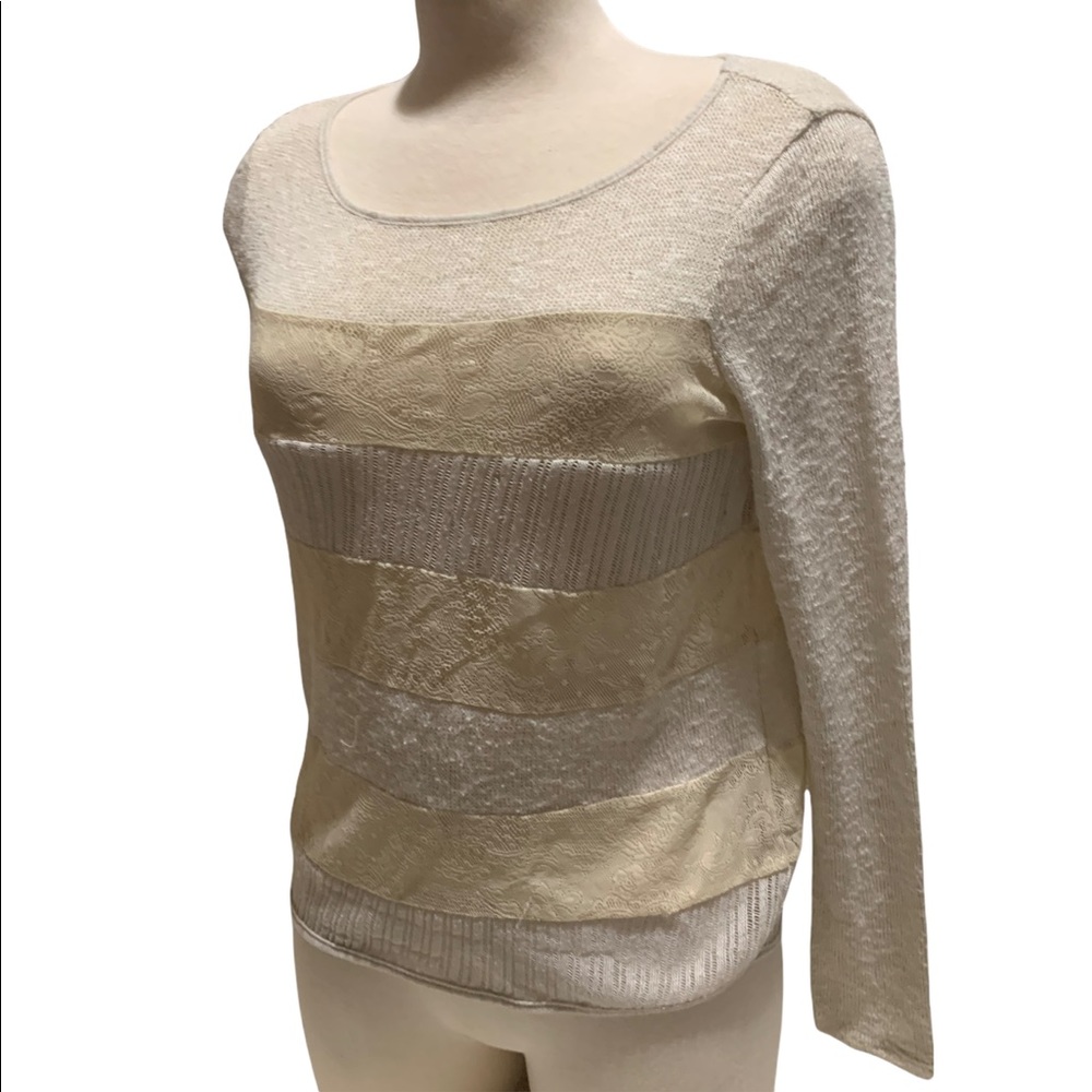 Pins & Needles White & cream lace striped shirt